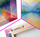 Abstract Watercolor Painting Landscape, Canvas Print, Rainbow Landscape Painting, Nursery Decor, Above Sofa Art