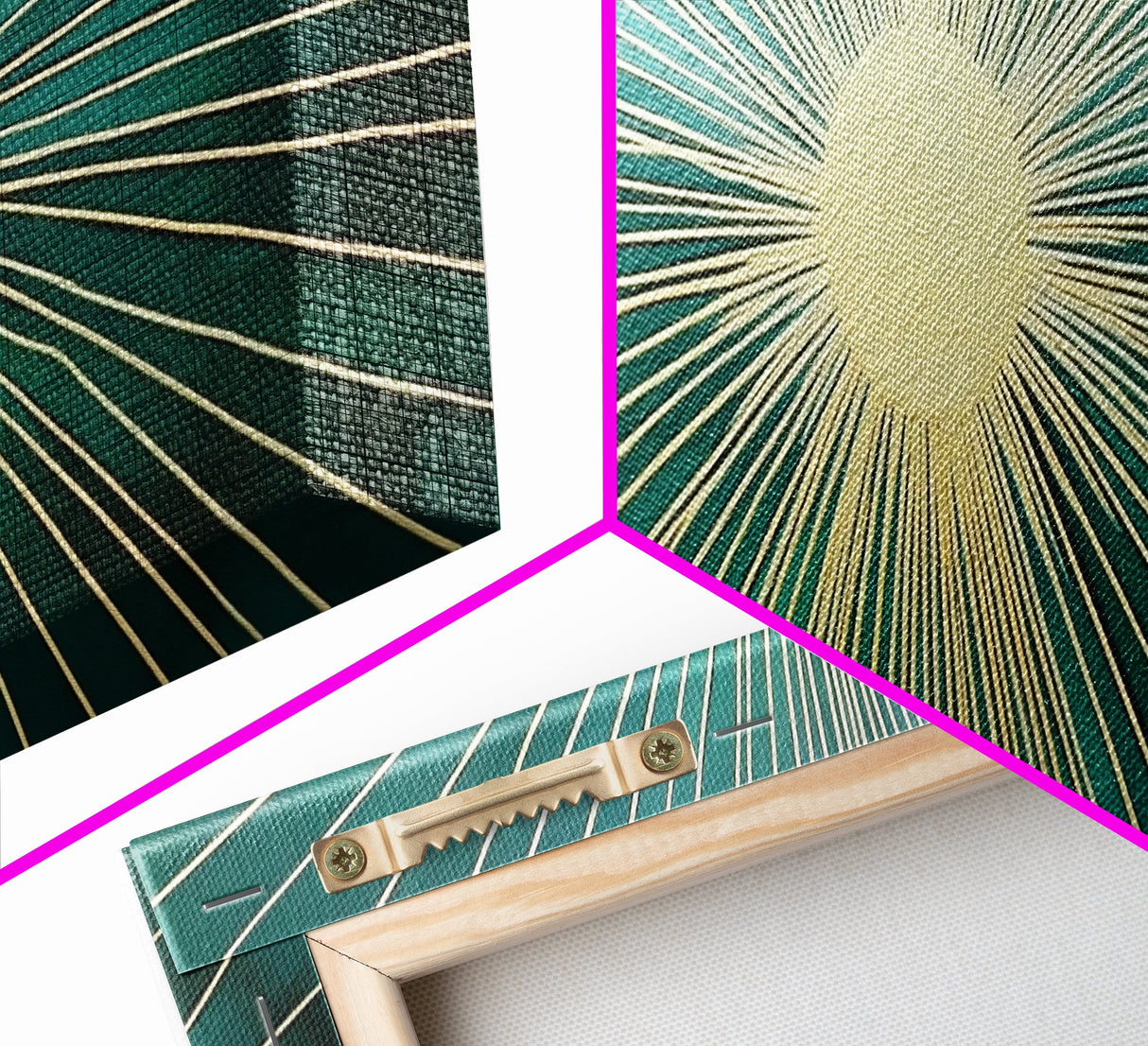 Boho Sunburst Canvas Print, Retro Vibes, Eclectic Wall Art, Large and Wide Horizontal Panoramic Framed Canvas, Minimalist Above Bed Decor