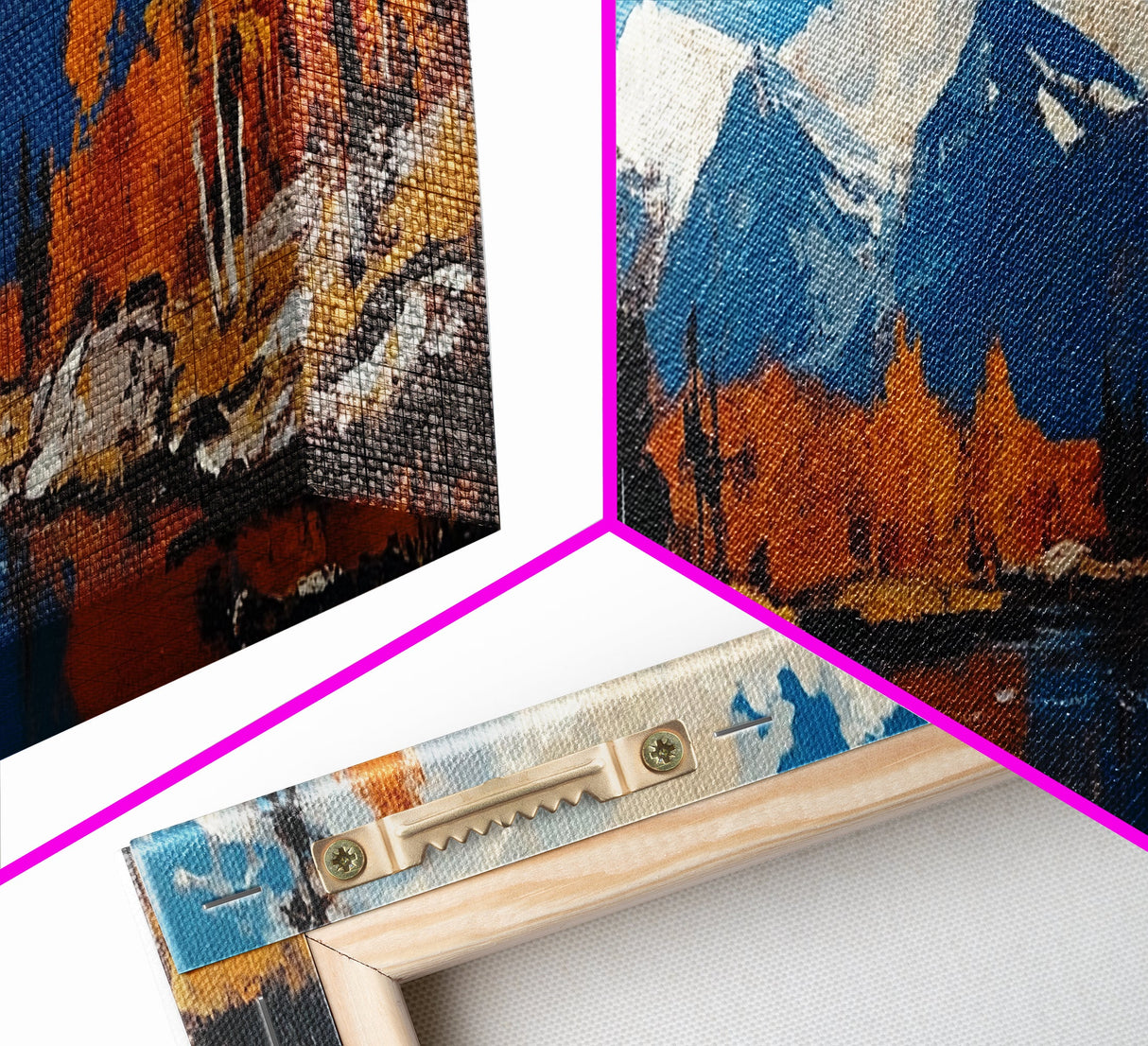 Large Framed Vintage Fall Landscape Wall Art - Oil Painting Print - Living Room Wall Art - Canvas Wall Art - Mountain Painting