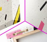 Retro Vaporwave Art, Pink Black and White Geomatric Abstract Art, Oversize Art For Large Living Room, Panoramic Painting