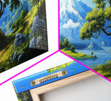 Vintage Oil Painting Canvas Print, Wall Art, Nature Painting, Panoramic Landscape Painting, Large Gallery Art
