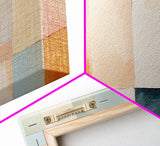MCM Style Abstract Square, Framed Canvas Print, Mid-Century Modern Wall Art, Pastel Colors, Large Horizontal Wall Art Print