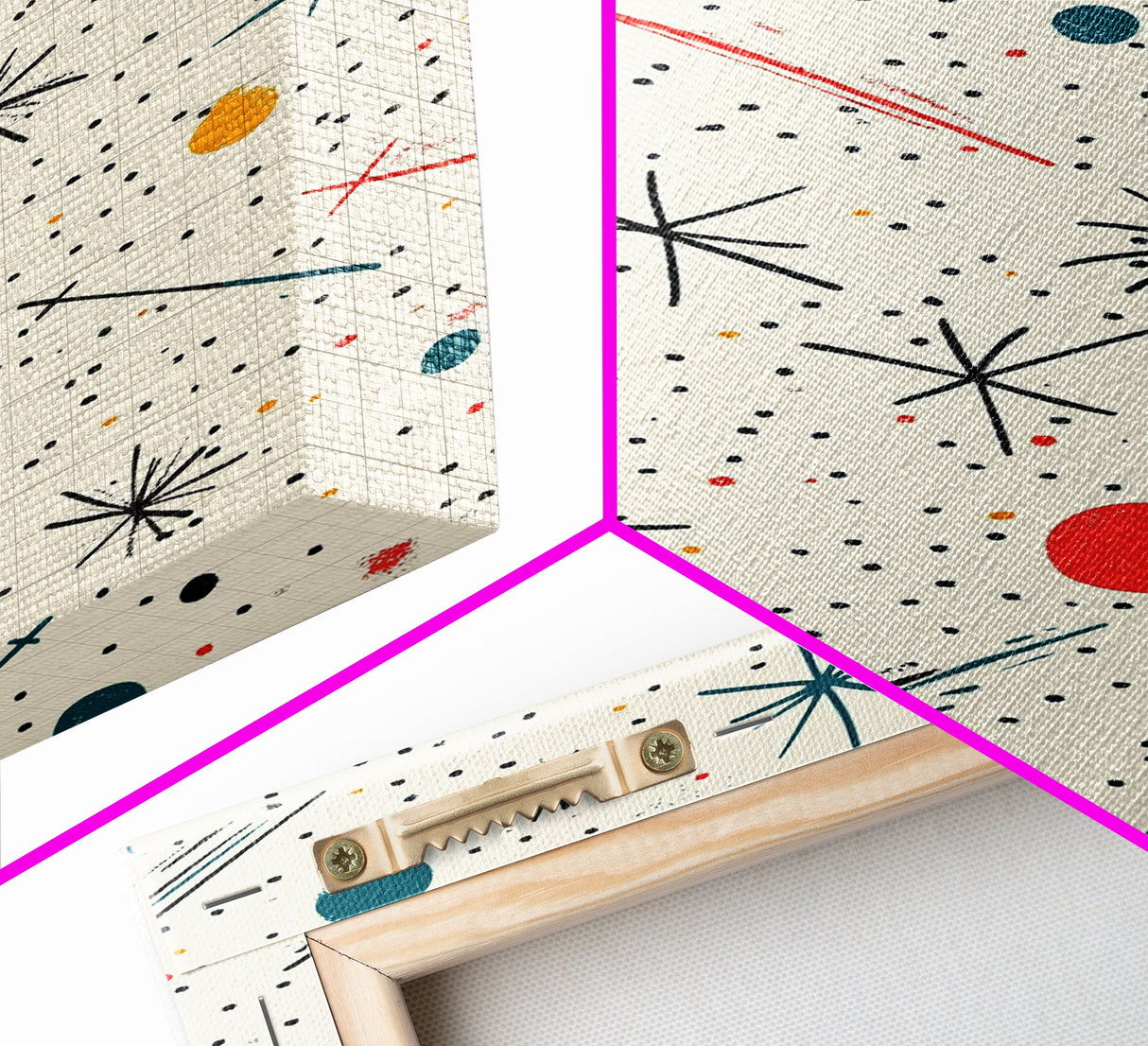 Retro MCM Style Pattern Wall Art, Wood Framed Canvas, Canvas Print, Home Decor, Office Or Bedroom Wall Art, Retro Vibes Decor