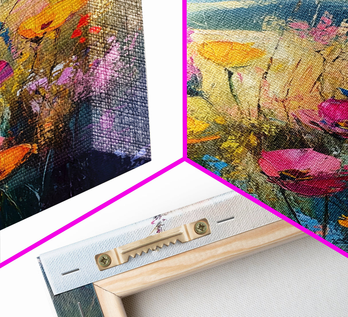 Small Wild Flower Painting Print, Wood Framed Canvas, Botanical Wall Art, Extra Large Art, Oversized Home Decor, Gallery Wall Decor, Wildflower Art