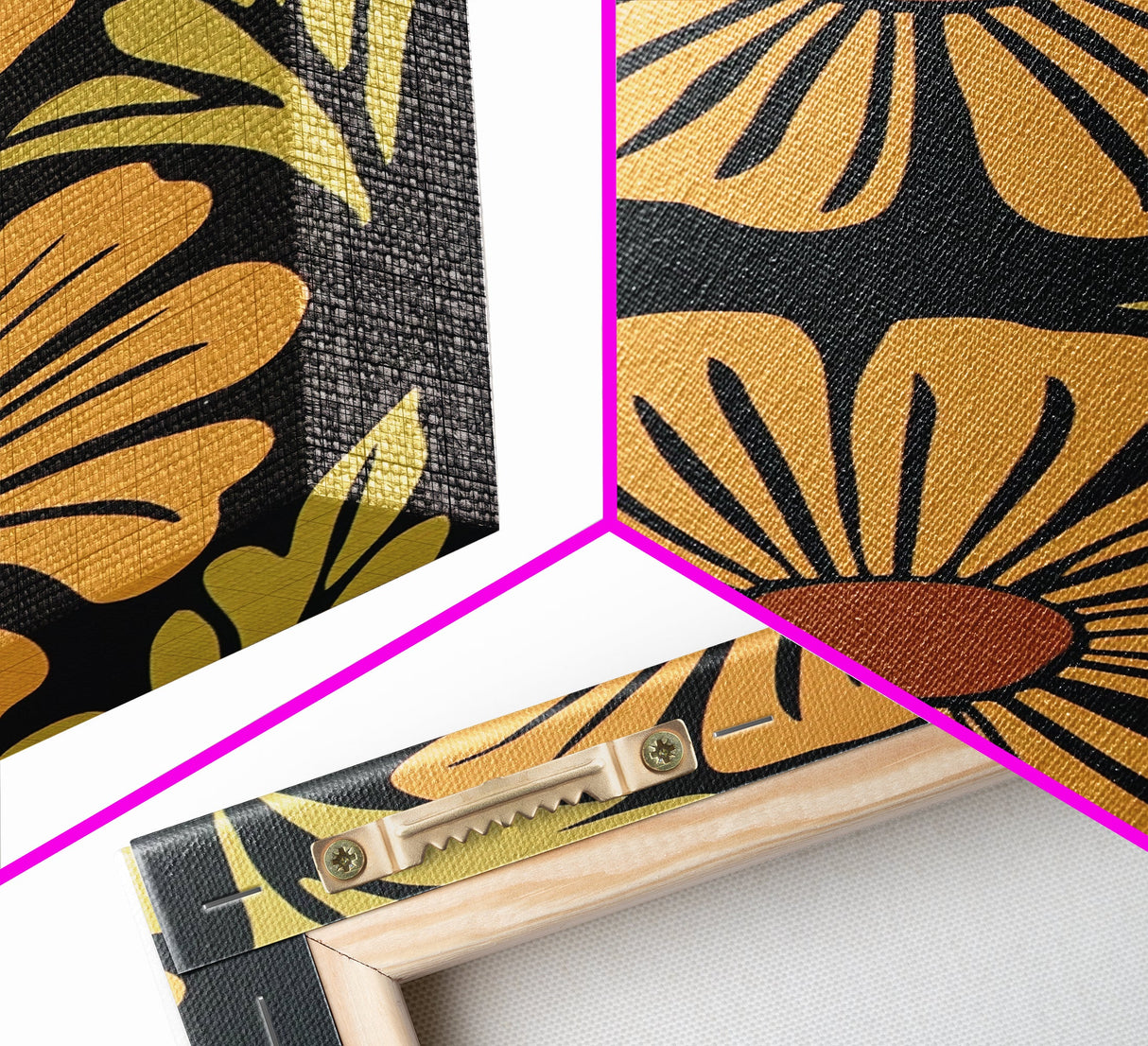Mid-Century Modern Abstract Flowers, Framed Canvas Print, Style 1