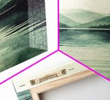 Emerald Green Landscape Painting Print, Wood Framed Canvas Art, Jade Green, Soothing Home Decor, Bed Room Wall Art