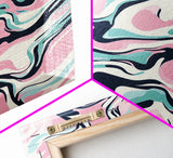 Pink, Black and Turquoise Preppy Wall Art Canvas Print, Girl's Dorm Room Wall Art, Abstract Print, Gift For Mom, Gift For Her