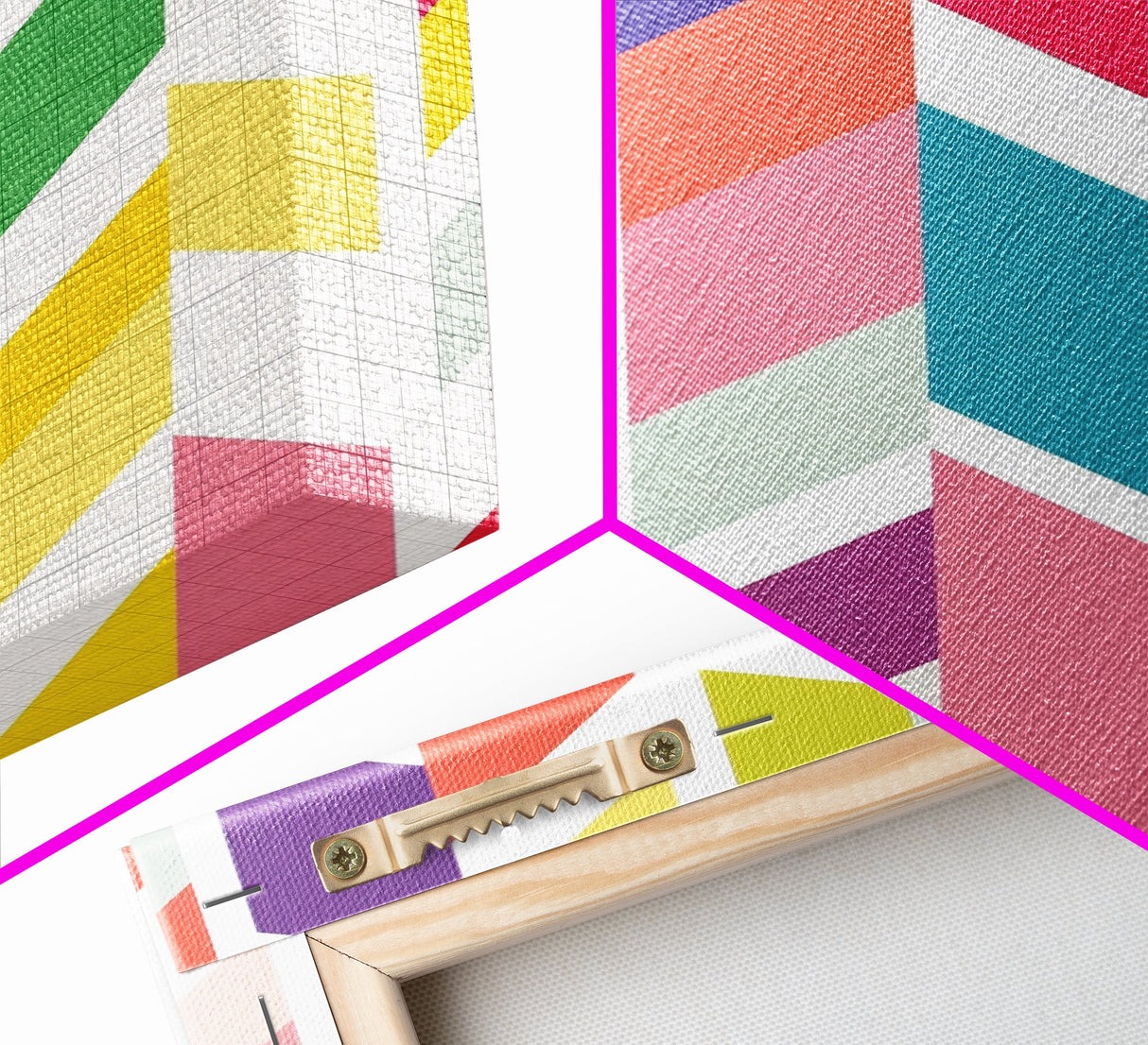 Mid-Century Modern Chevrons Framed Canvas Print Pastel Colors Modern Art Watercolor Painting Print Minimalist Art