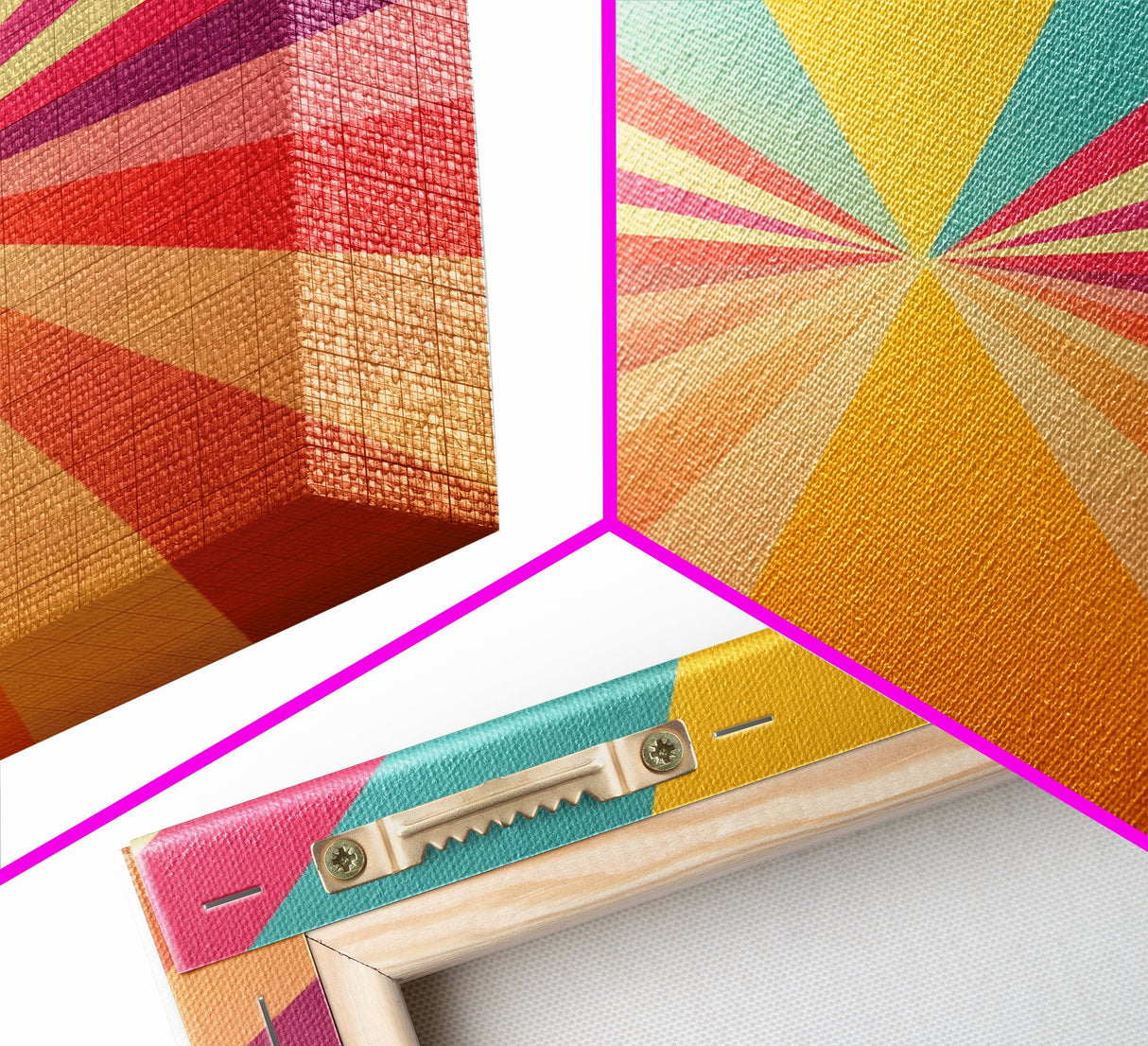 Midcentury Modern Star Burst Pastel Wall Art, Framed Canvas Print, Unique Wall Art, MCM Abstract Wall Decor