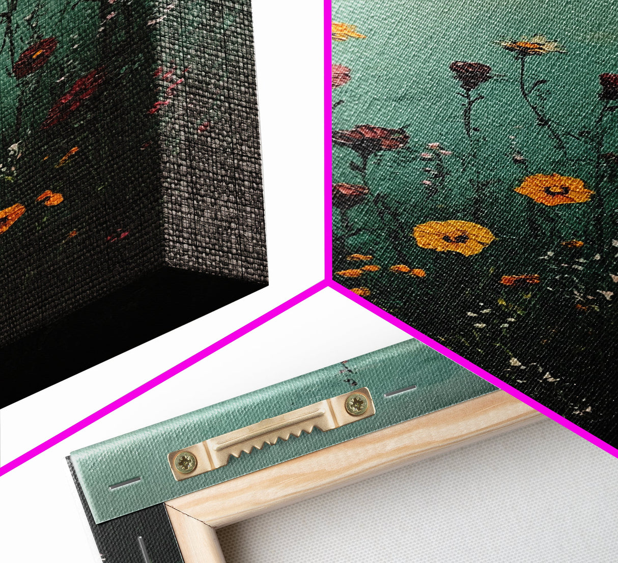 Moody Wild Flowers Print, Framed Canvas, Boho Decor, Wildflowers in a Rain Storm, Modern Farmhouse, Rustic Decor