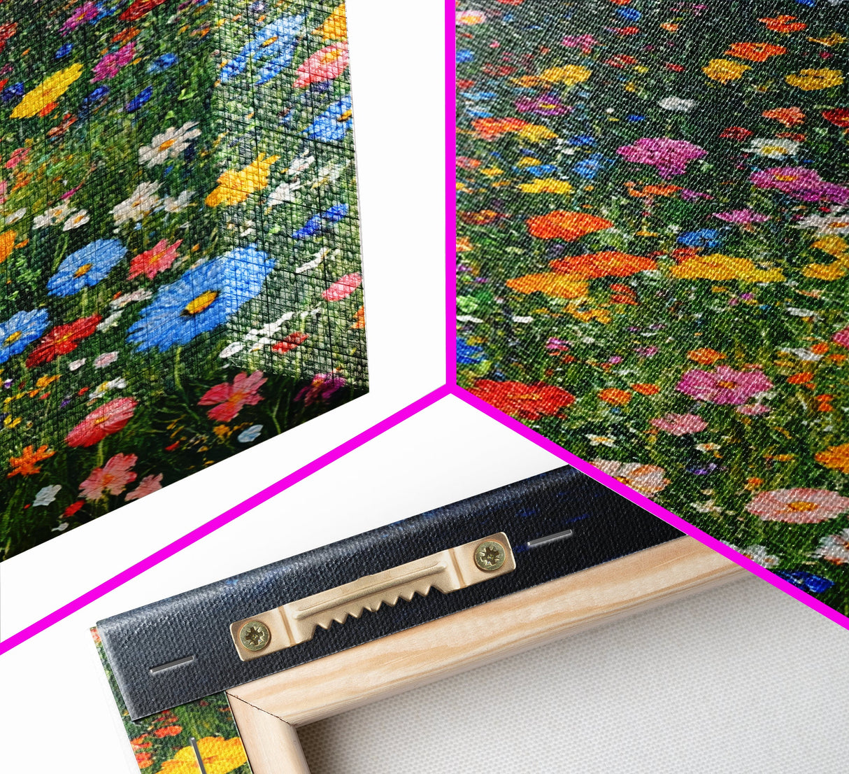 Field Of Flowers, Flowers Print, Nursery Wall Decor, Floral Decor, Floral Home Decor, Framed Canvas Print, Wild Flowers Oil Painting