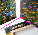 Field Of Flowers, Flowers Print, Nursery Wall Decor, Floral Decor, Floral Home Decor, Framed Canvas Print, Wild Flowers Oil Painting