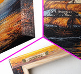 Pirate Ship Sails At Sunset, Nautical Wall Art, Fantasy Decor, Pirate Themed Art, Oil Painting, Fantasy Wall Art, Fantasy Decor