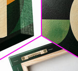 Abstract Wall Art Emerald Green Geometric Canvas Print, Large Framed Modern Art, Mid Century Abstract Home Decor, Minimalist Statement Piece