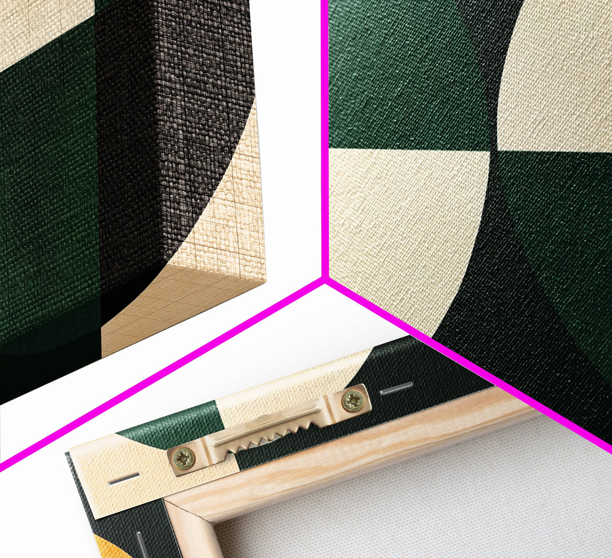 Extra Large Canvas Art MCM Geometric Wall Art Framed Canvas Print Emerald Green