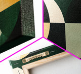 Extra Large Horizontal Emerald Green Geometric Mid Century Modern Wall Art, Framed Canvas Print, Oversized Art
