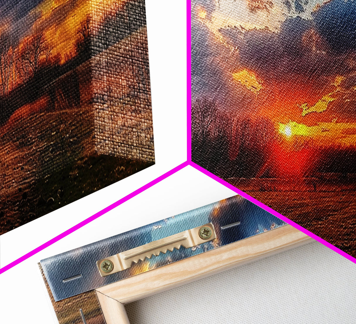 Sunset Over an Oklahoma Field, Framed Canvas Print, Photography Style Wall Art, Beautiful Home Decor
