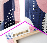 Vaporwave Aesthetic Abstract Art Canvas Print, Geometric Wall Art