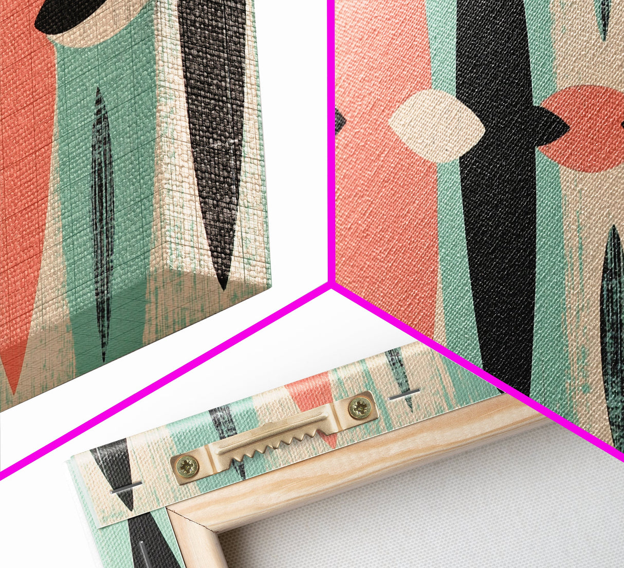 Mid-Century Modern "Eyes" Canvas Print, Wood Framed Waoo Art, MCM Style Home Decor, 1950s Style Art