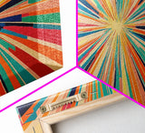 Mid-Century Modern Wall Art - Retro Geometric Wall Art Framed Canvas Print - Modern Abstract Painting Print - Bold and Bright Colors