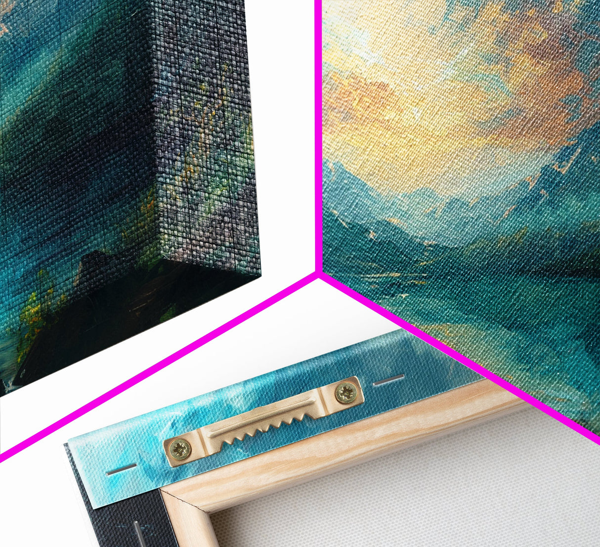 Painting Of a Cross And a Beautiful Landscape, Framed Canvas Print, Christian Wall Art