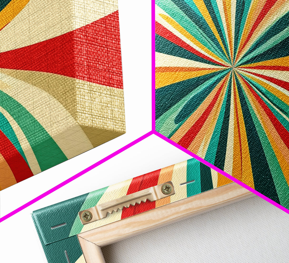 Large Mid-Century Canvas Print Wall Art For Living Room - Framed Canvas Art - MCM Modern Abstract Painting Geometric Wall Art