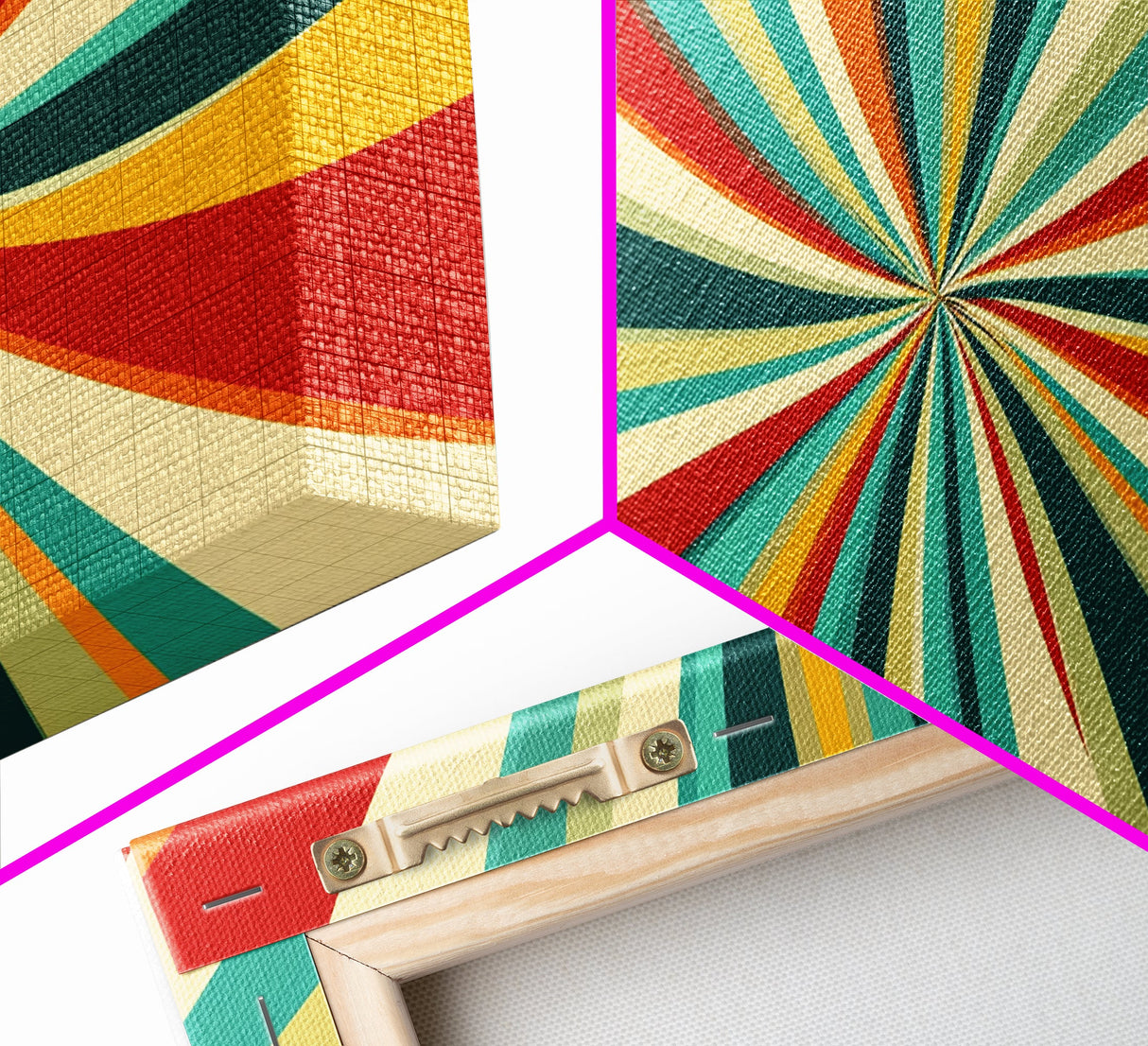 Horizontal Vertical Wall Art Framed Canvas Print, Mid-Century Modern Abstract Spiral Art, Retro Minimalist Pastel Wall Art