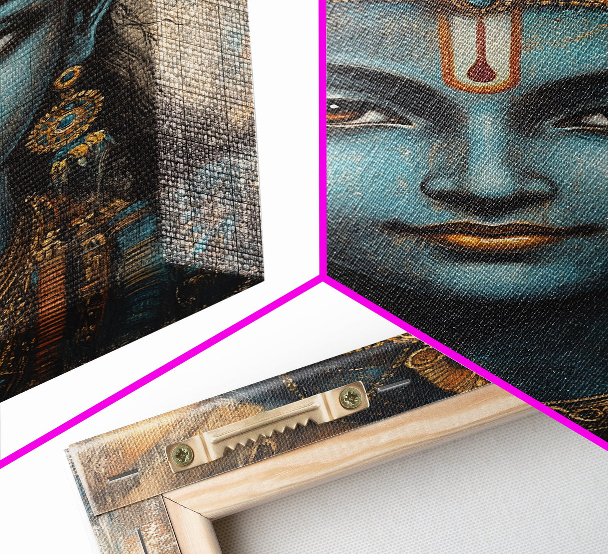Madhubani Wall Art, Framed Canvas Print, Madhubani Style Decor, Madhubani Painting, Krishna Art