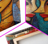 Abstract Madhubani Style Wall Art, Framed Canvas Print, Madhubani Painting, Madhubani Art