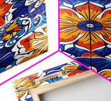 Textile Pattern Wall Art Framed Canvas Print, Home Decor, Mexican Tile Print, Mexicano Pueblo Wall Art