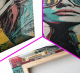 Graffiti Punk Wall Art, Portrait of a Punk Woman Framed Canvas Print