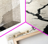 Double Exposure Wall Art - Tree or Cracks - Optical Illusion Wall Art Framed Canvas Print - Wabi Sabi Minimalist Home Decor Art