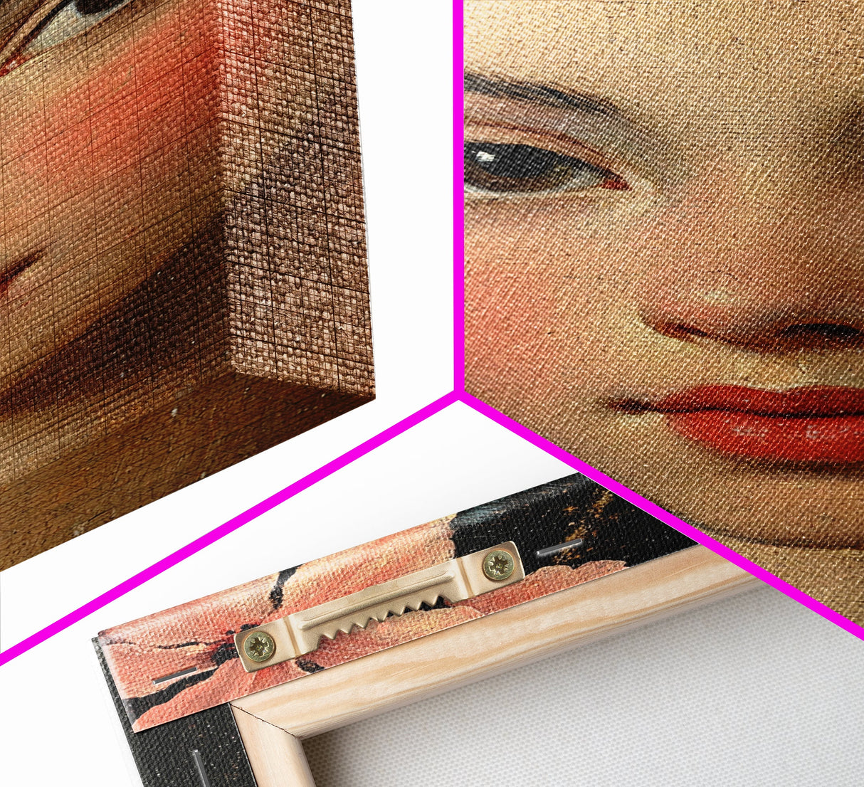 Chicano Portrait of Beautiful Senora, Vintage Style Framed Canvas Print, Mexicana Wall Art