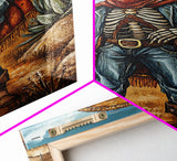 Skeleton Mariachi Chicano Art Canvas Print, Mexicano Wall Art, Tejano Wall Art, Mexicano Style Painting