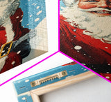 Portrait of Santa Waving Framed Canvas Print, Santa Painting, Santa Art, Santa Home Decor, Christmas Wall Art, Seasonal Christmas, Clearance Christmas