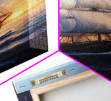Pirateship at Dawn, Framed Canvas Print, Pirate Art