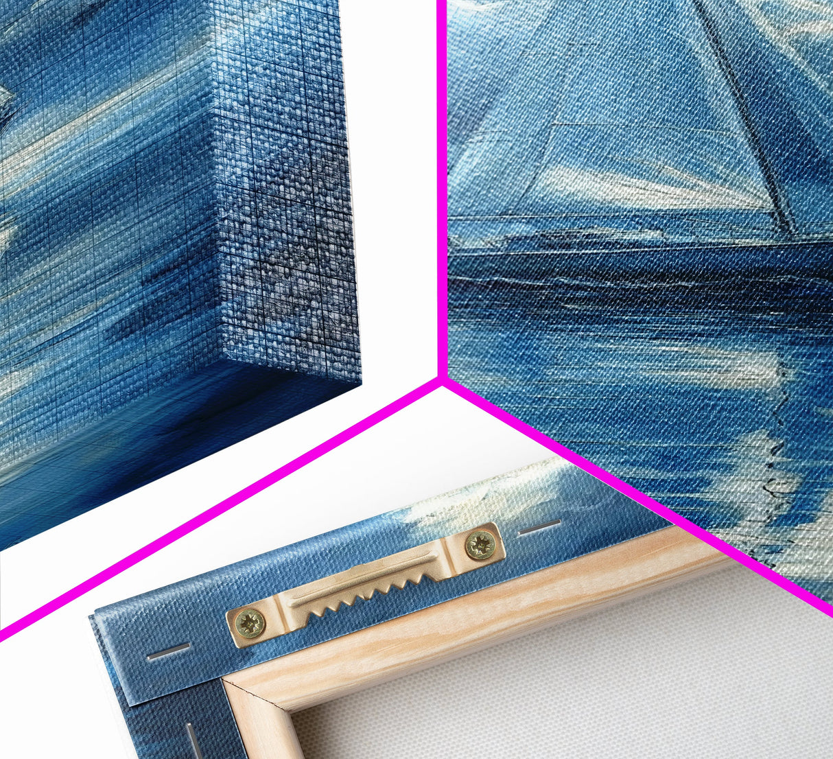 Reflections of a Sail Boat under a Full Moon Framed Canvas Print, Nautical Decor, Sail Boat Oil painting, Sailboat Painting, Nautical Home Decor