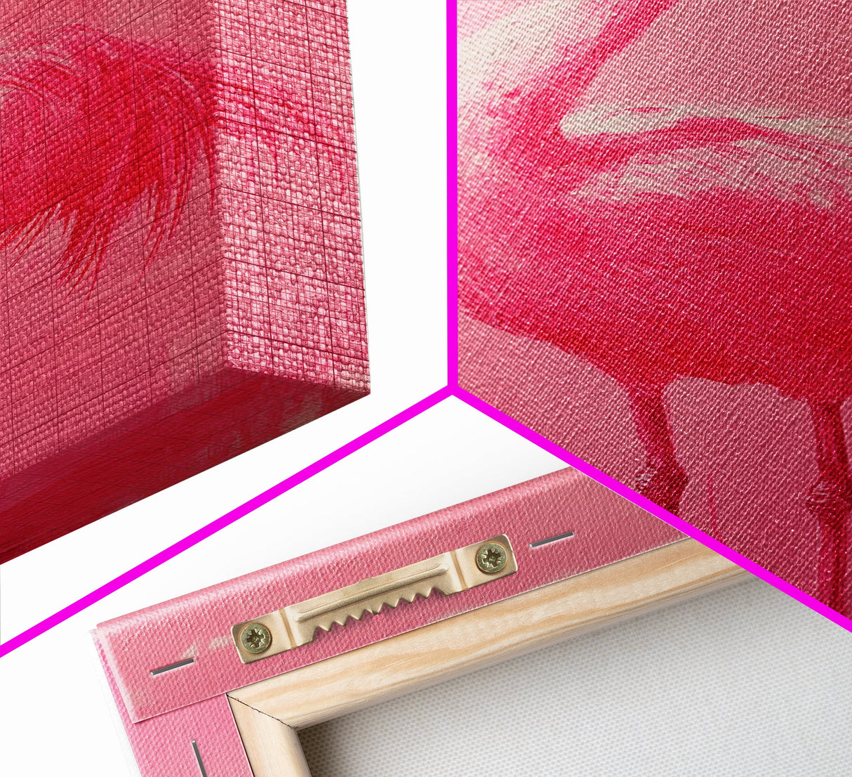 Preppy Pink Flamingo Painting Print, Trendy Wall Art, Animal Print, Framed Canvas Print, Wood Framed Art, Dorm Decor, Apartment Art