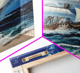 Schooner off the coast of Tripoli, Framed Canvas Print, nautical Decor, Victorian Pirate Art