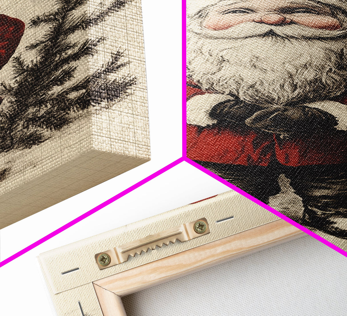 Sketch of Santa Canvas Print - Framed Canvas - Minimalist Christmas Art - Boho Christmas Art - Rustic Christmas Art