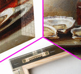 Retro Oysters Poster Canvas Print Kitchen Wall Art Oyster Kitchen Retro Food Art Coastal Seafood Bar Decor Cocktail Art