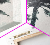 Palm Tree In The Wind, Framed Canvas Print, Wabi Sabi Watercolor Painting of a Palm Tree, Statement Piece Art