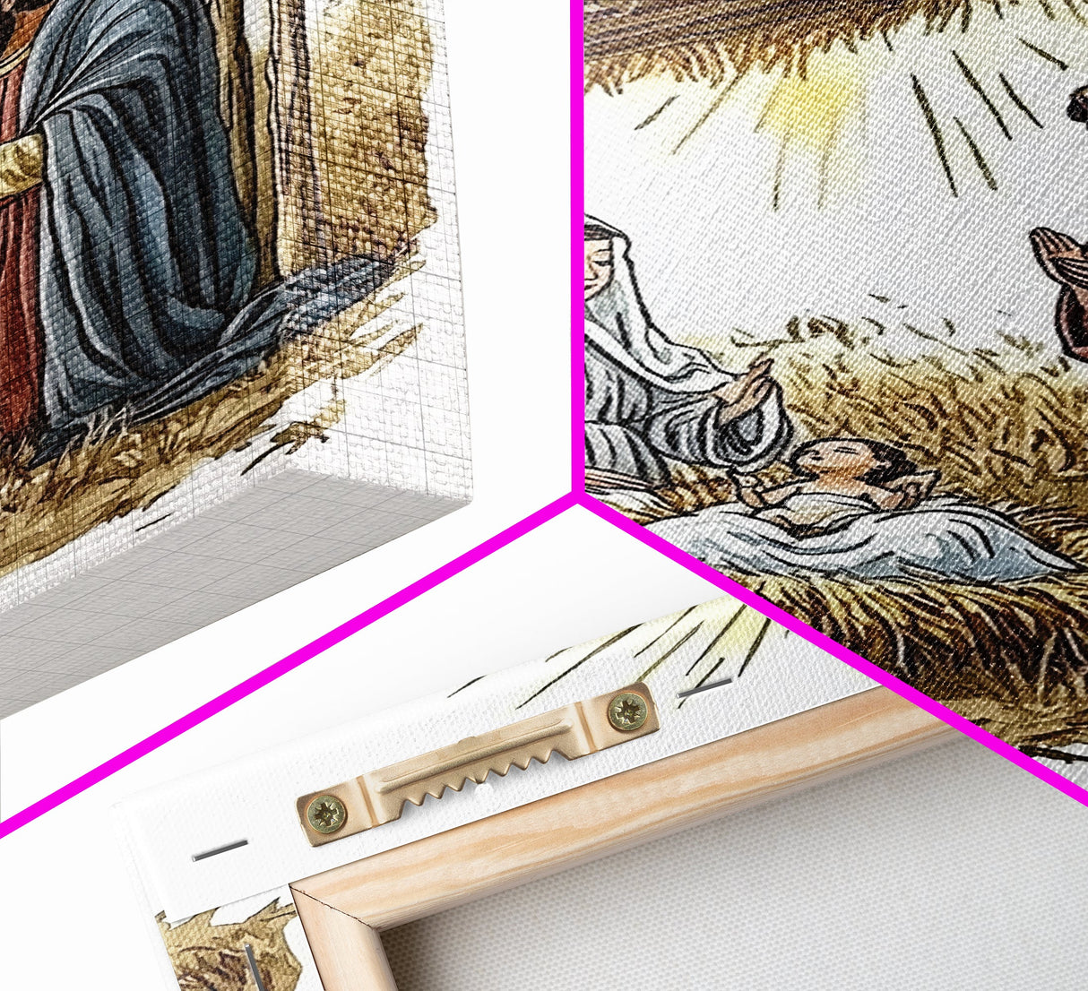 Retro Nativity Painting Print, Christmas Wall Art, Jesus in his Manger, Nativity Wall Art, Rustic Christmas Decor