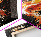 Graffiti Punk Art, Phoenix In Flames, Retribution, Framed Canvas Print, The Phoenix, Framed Wall Art, Original Painting Phoenix