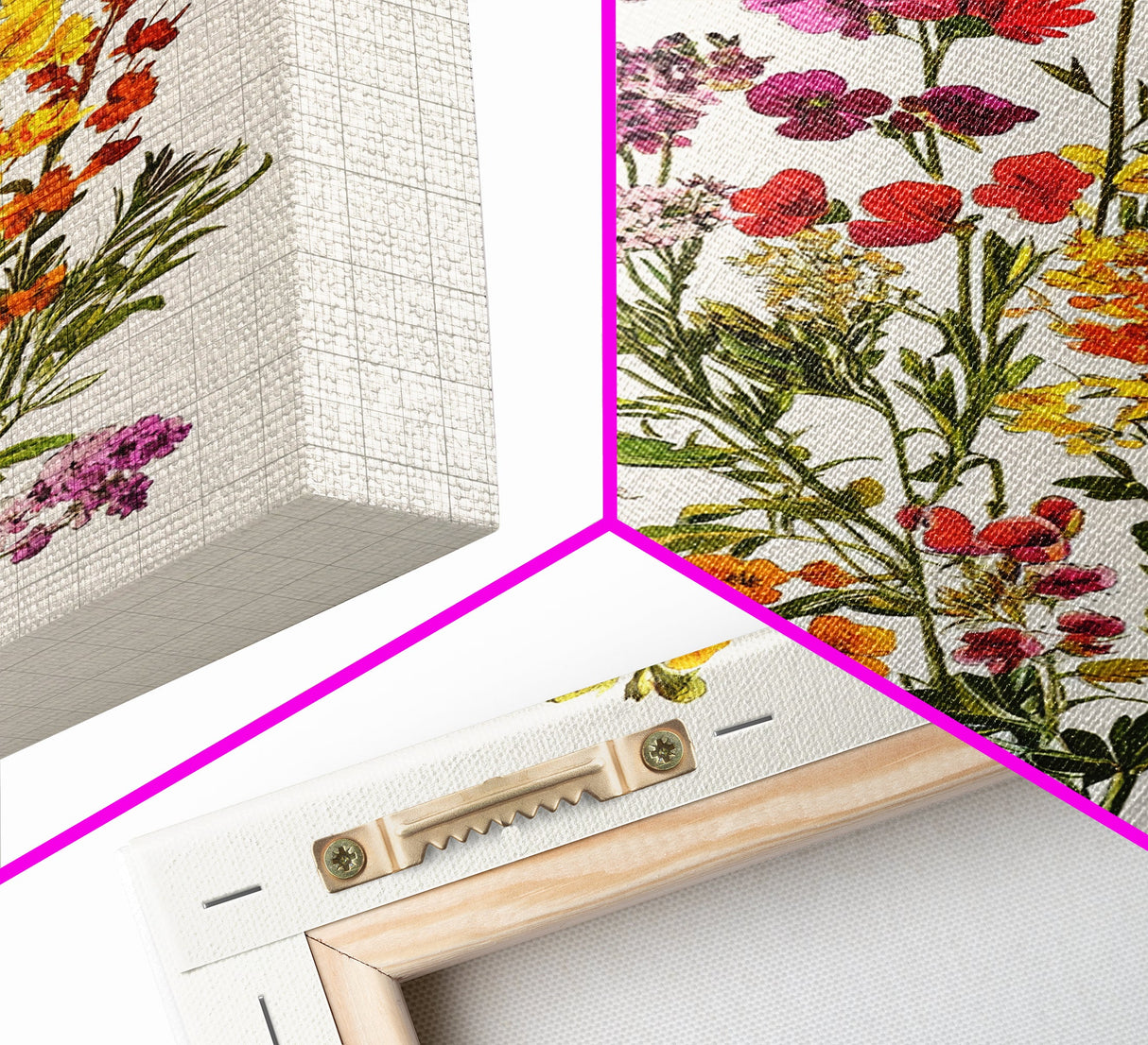 Retro Still Life Of Wild Flowers, Framed Canvas Print, Windflower Painting, Floral Print, Botanical Wall Art, Garden Decor, Wabi Sabi Wall Art