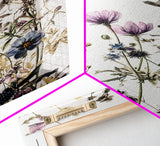 Retro Floral Decor Framed Canvas Print Modern Farmhouse Minimalist Wildflowers Painting Botanical Wall Art
