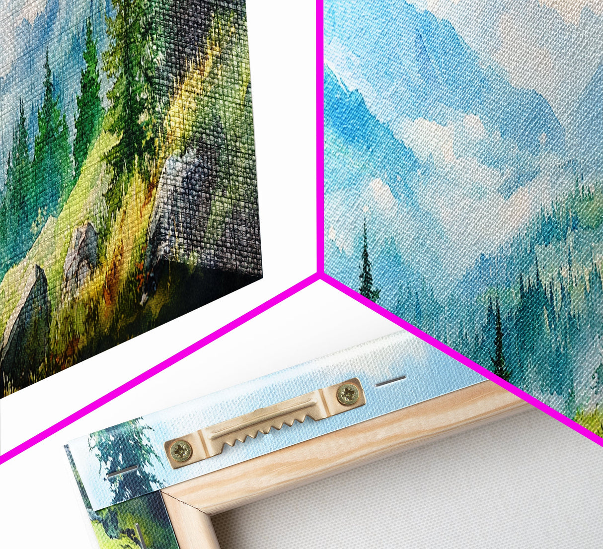 Vintage Mountain Art Canvas Print | Mountain Oil Painting | Extra Large Vintage Wall Art | Panoramic Wall Art Print | Vintage Mountain Scene