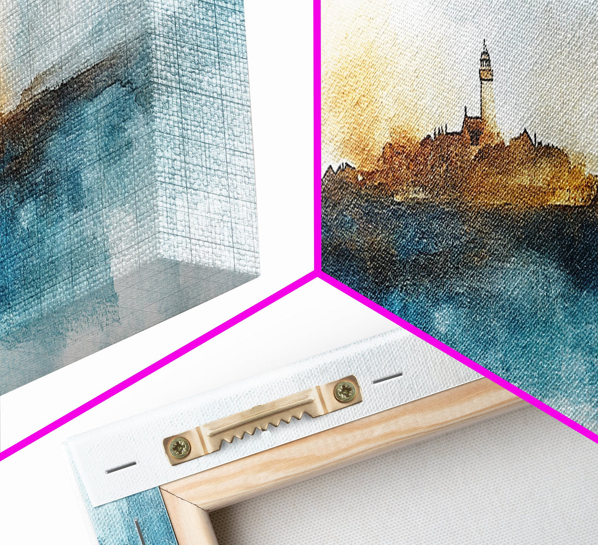 Horizontal Painting Print of Nantucket, Framed Canvas, Nautical Wall Art, Seascape landscape painting, Panoramic Nantucket Wall Art