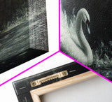 Goth Painting Print of a Swan, Framed Canvas Print, Dark Academia Wall Art, Goth Decor, Gothic Painting Wall Art