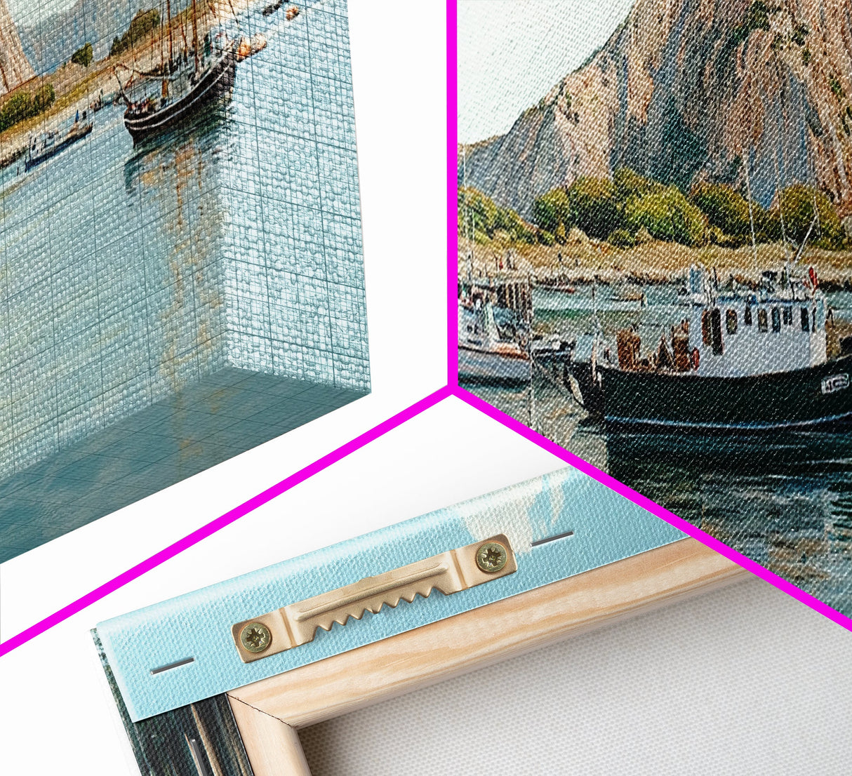 Morro Bay Panoramic Art, Nautical Landscape Painting, Canvas Print, Seascape Panoramic Painting, Seascape Landscape Wall Art Home Decor